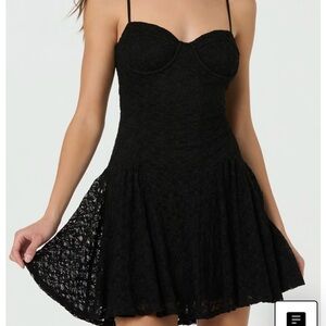 Astr Black Lace Corset Bodice Mini Dress